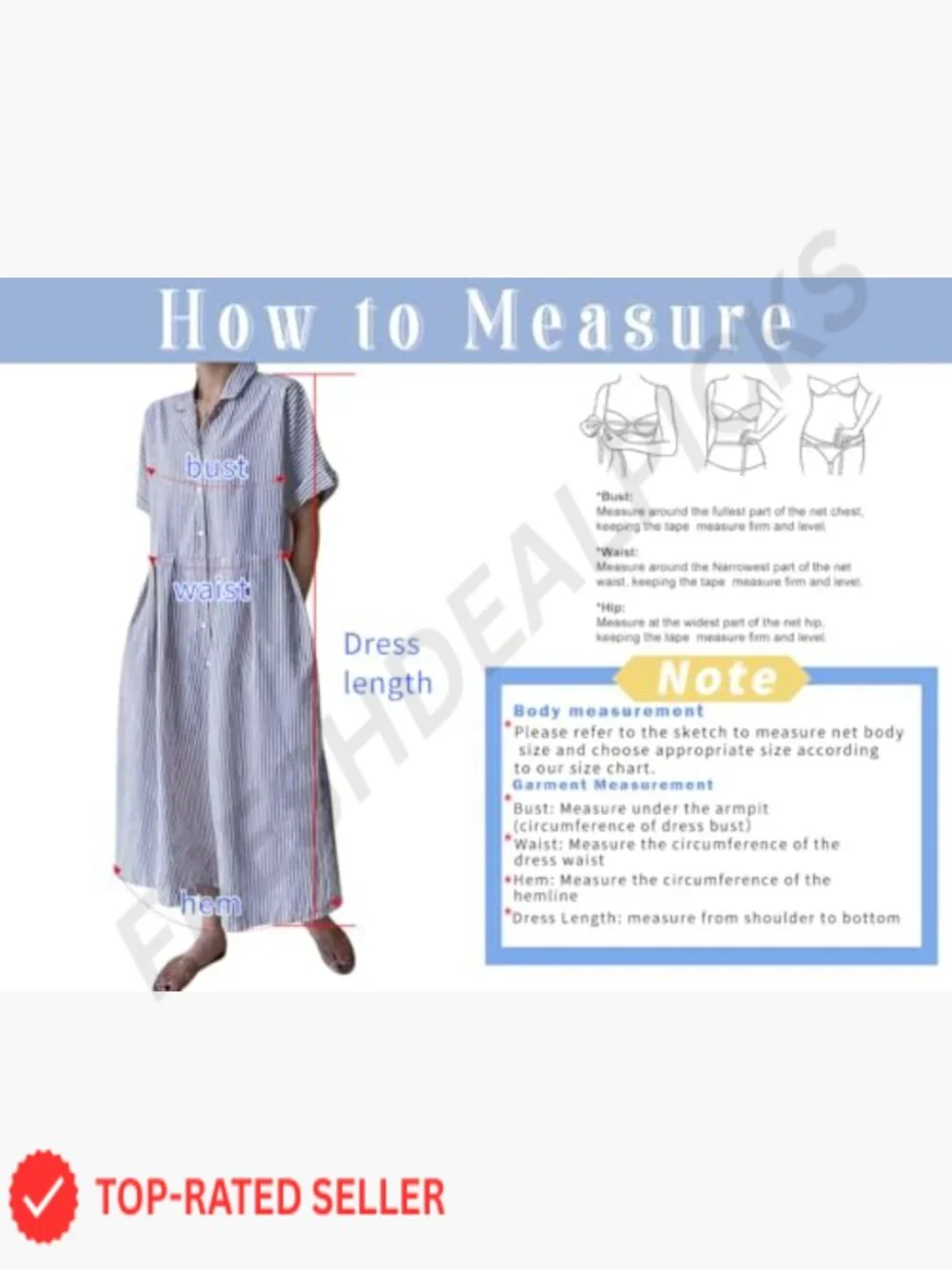 Cotton Striped Midi Shift Dress Button Up Short Sleeve With Pockets - Picture 5 of 5